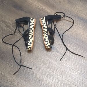 Vince Camuto Black and Leopard Espadrilles
